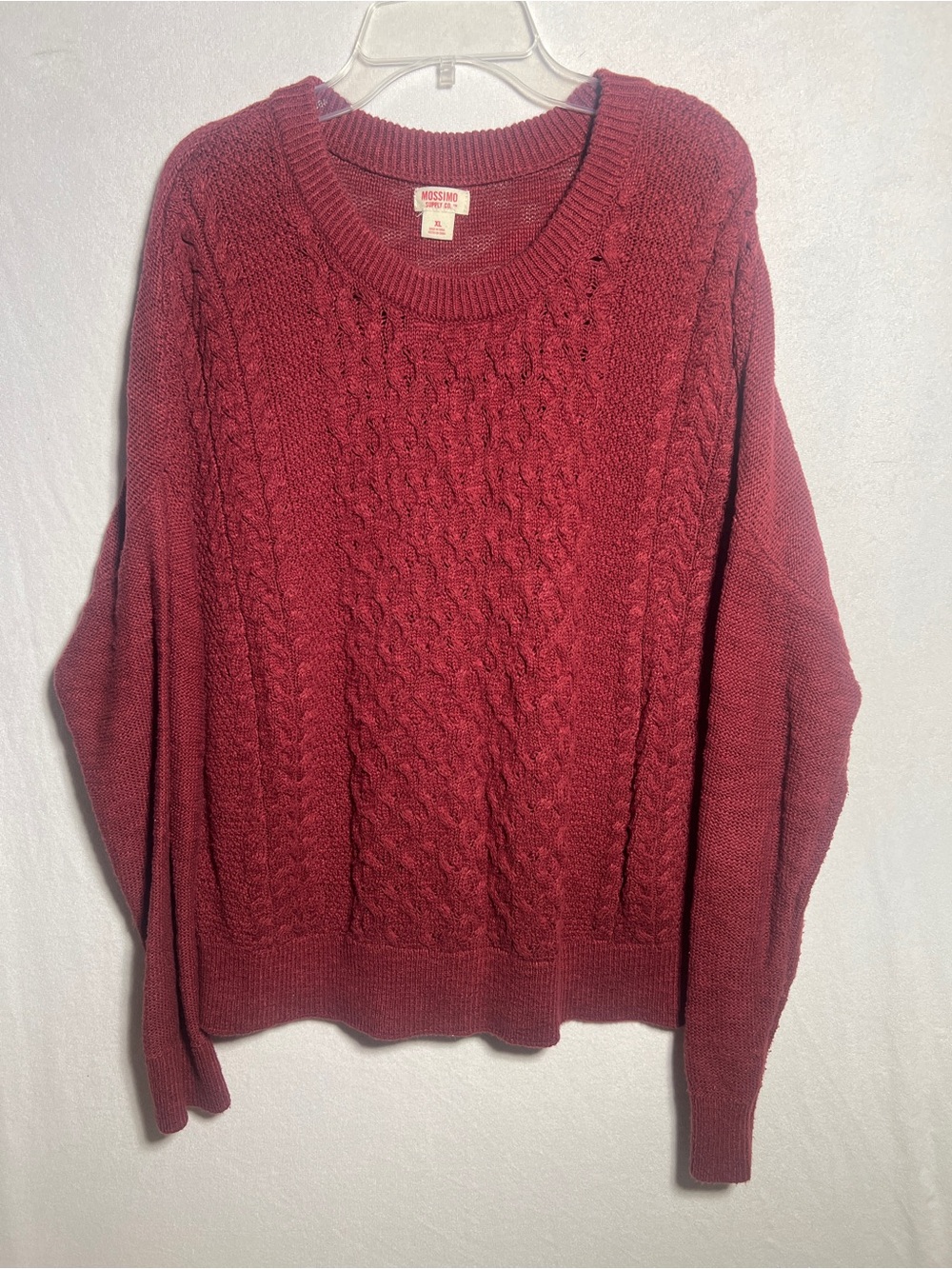 Mossimo Supply Co Cable Knit Pullover Sweater Maroon Burgundy XL Target